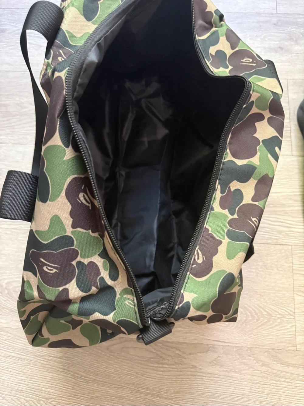 Bape Camo Duffel Bag in Green and Brown with Black Straps